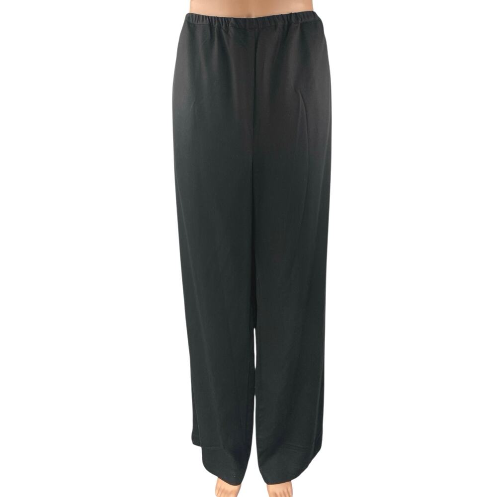 Reformation Women's Black Straight Wide Leg Elastic Waist Trousers Dress Pants L